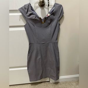 Grey fitted business casual dress